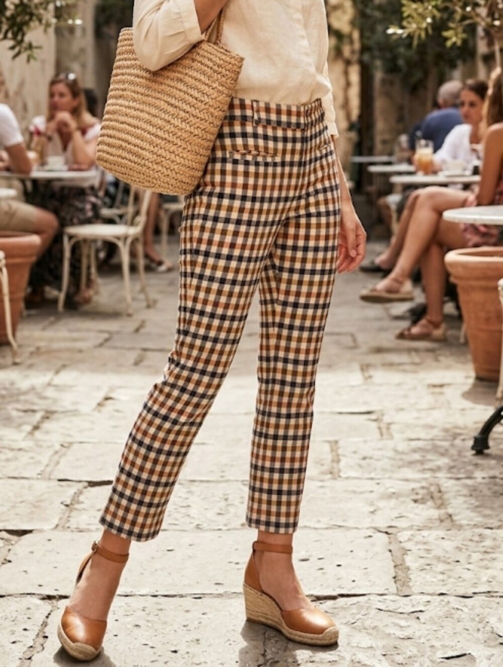 Anthropologie Skinny Fare Corduroy Plaid Pattern Size 10